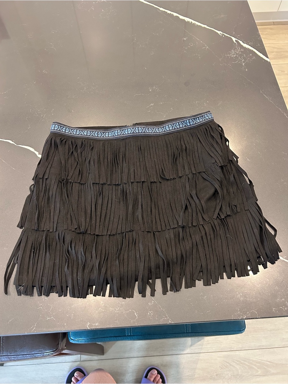 Ethereal Black Fringe Tiered Mini Skirt Boho Festival Layered Tassel Western